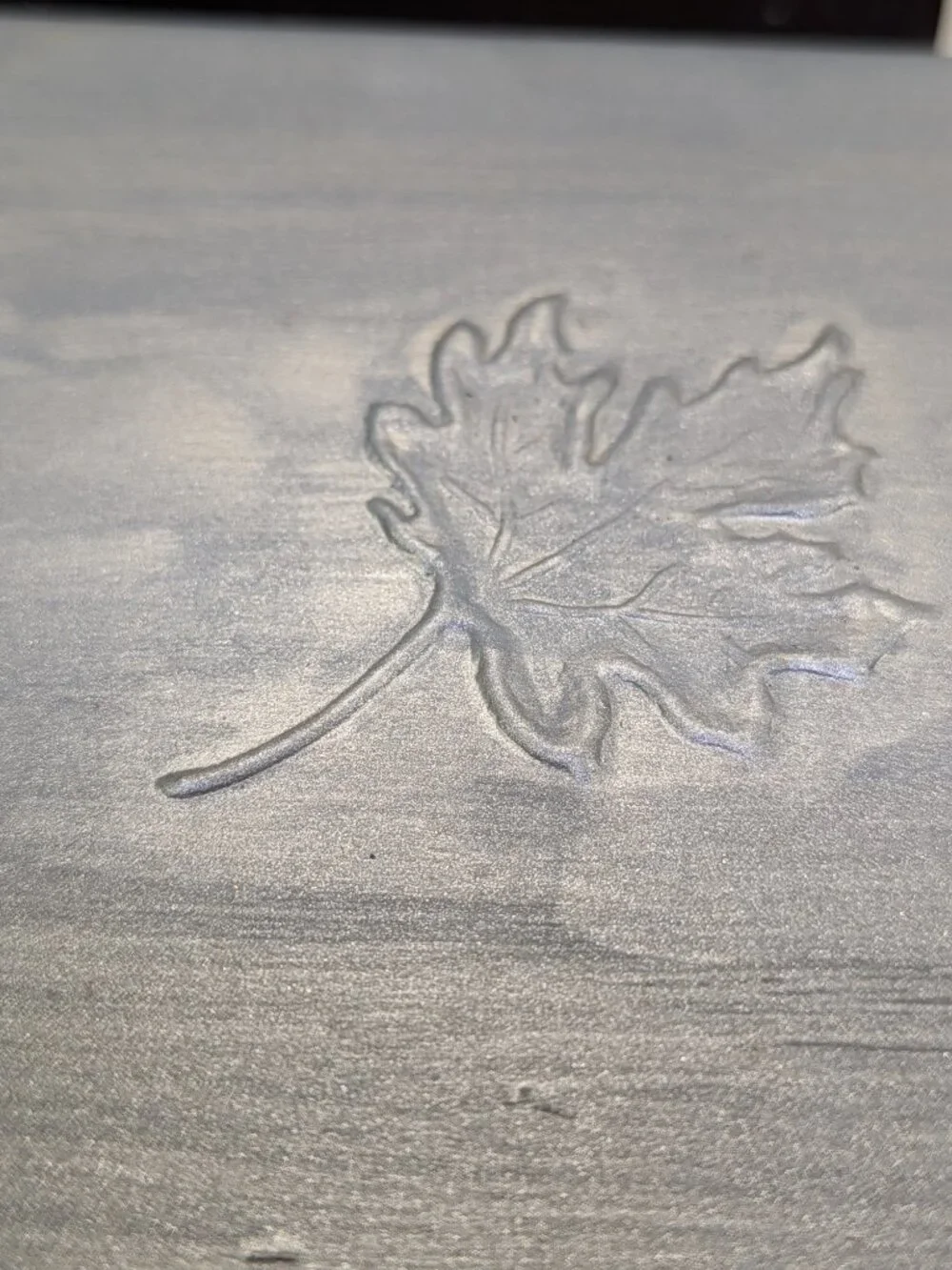 Embossed (2) Metal Leaf Trinket Boxes Rustic Boho Decor with Silver-Tone Lids